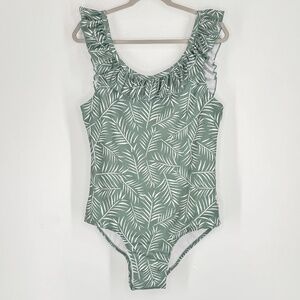 Imagine Perry Ruffle One Piece Tropical Swimsuit in Meadow Women's Size XL